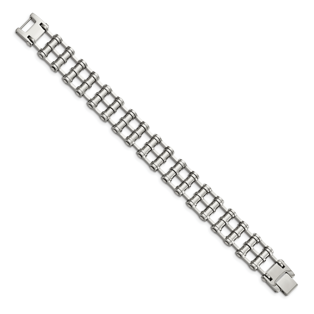 Stainless Steel Polished Barrel Link Bracelet for Men