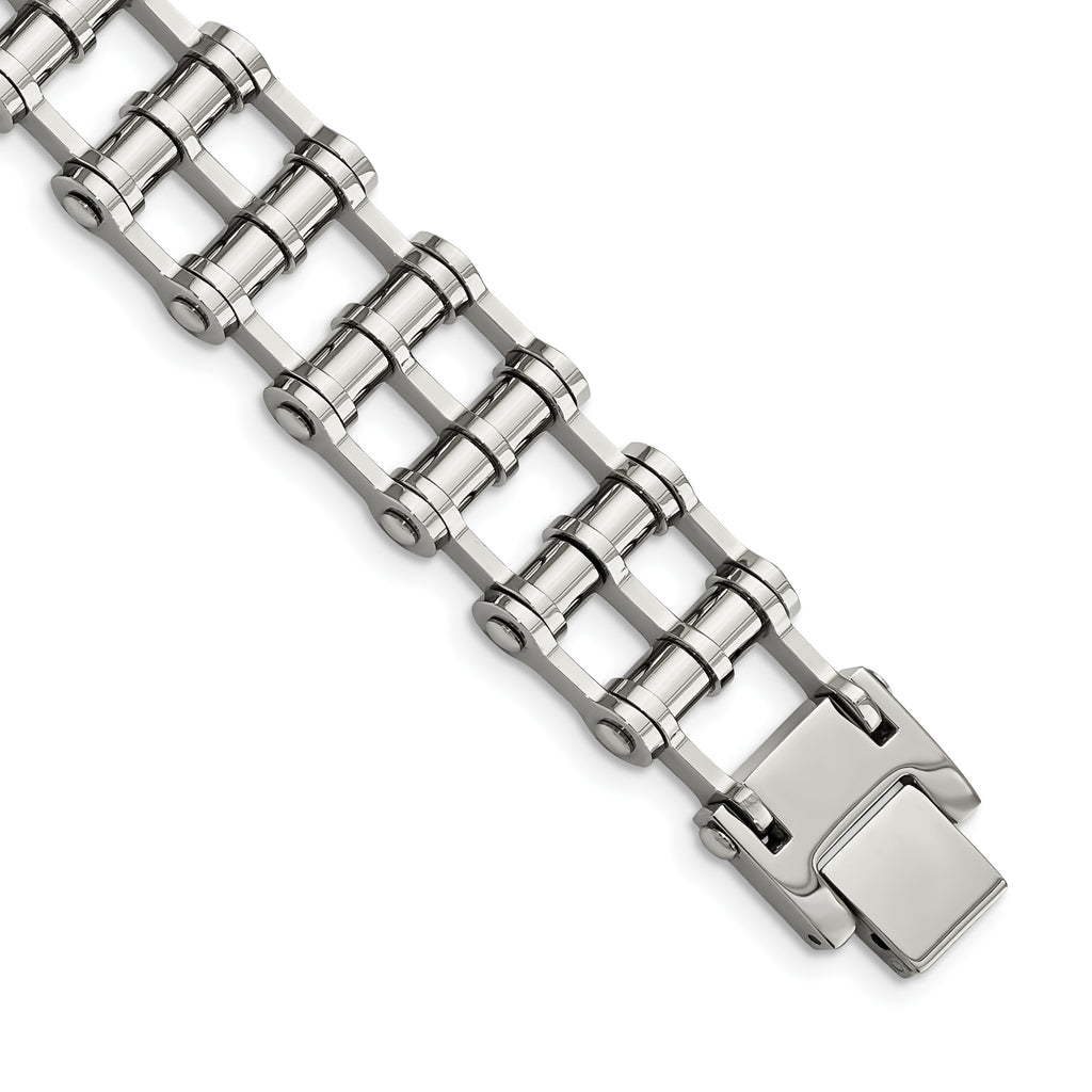 Stainless Steel Polished Barrel Link Bracelet for Men