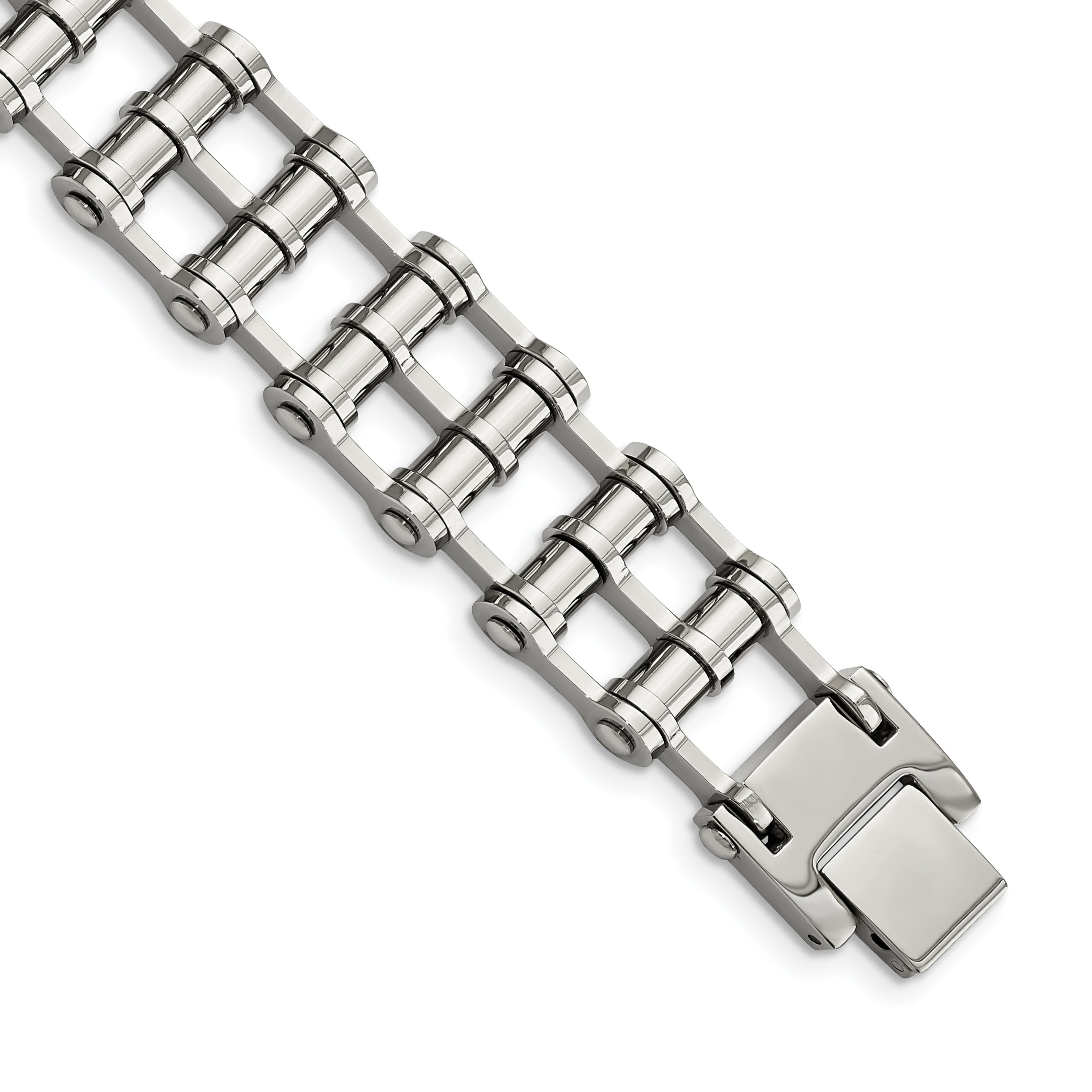 Stainless Steel Polished Barrel Link Bracelet for Men