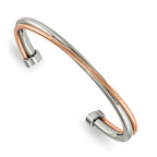 Stainless Steel Polished Rose IP-plated Twisted Cuff Bangle Bracelet for Women