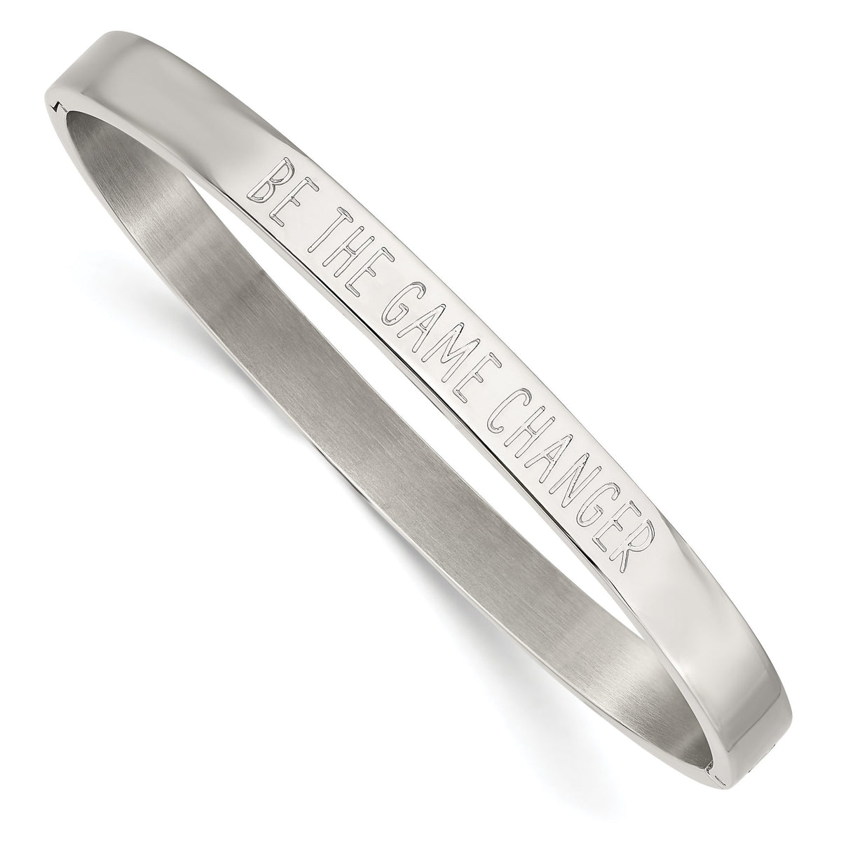 Be the Game Changer Bangle Bracelet in Stainless Steel, Hinged - Sophia Jewelers Main image