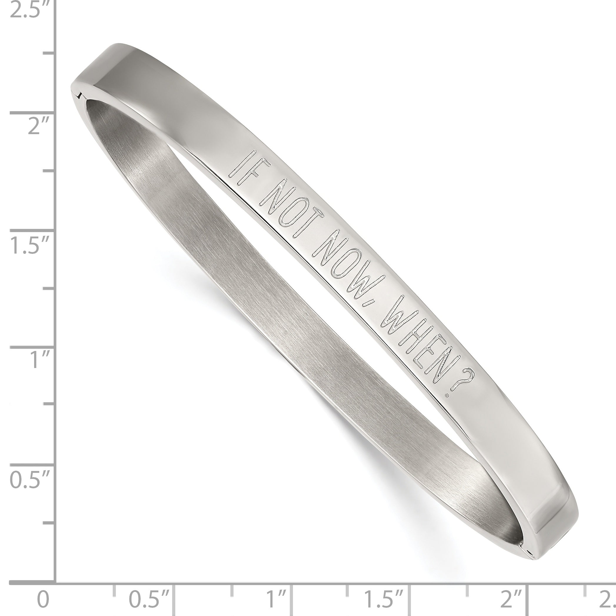 Stainless Steel Polished If Not Now When 6mm Hinged Bangle Bracelet for Women
