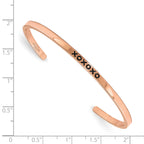 Stainless Steel Polished Rose IP-plated and Enamled with Crystal Xoxoxo 3mm Cuff Bangle Bracelet for Women