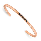 Stainless Steel Polished Rose IP-plated and Enamled with Crystal Xoxoxo 3mm Cuff Bangle Bracelet for Women