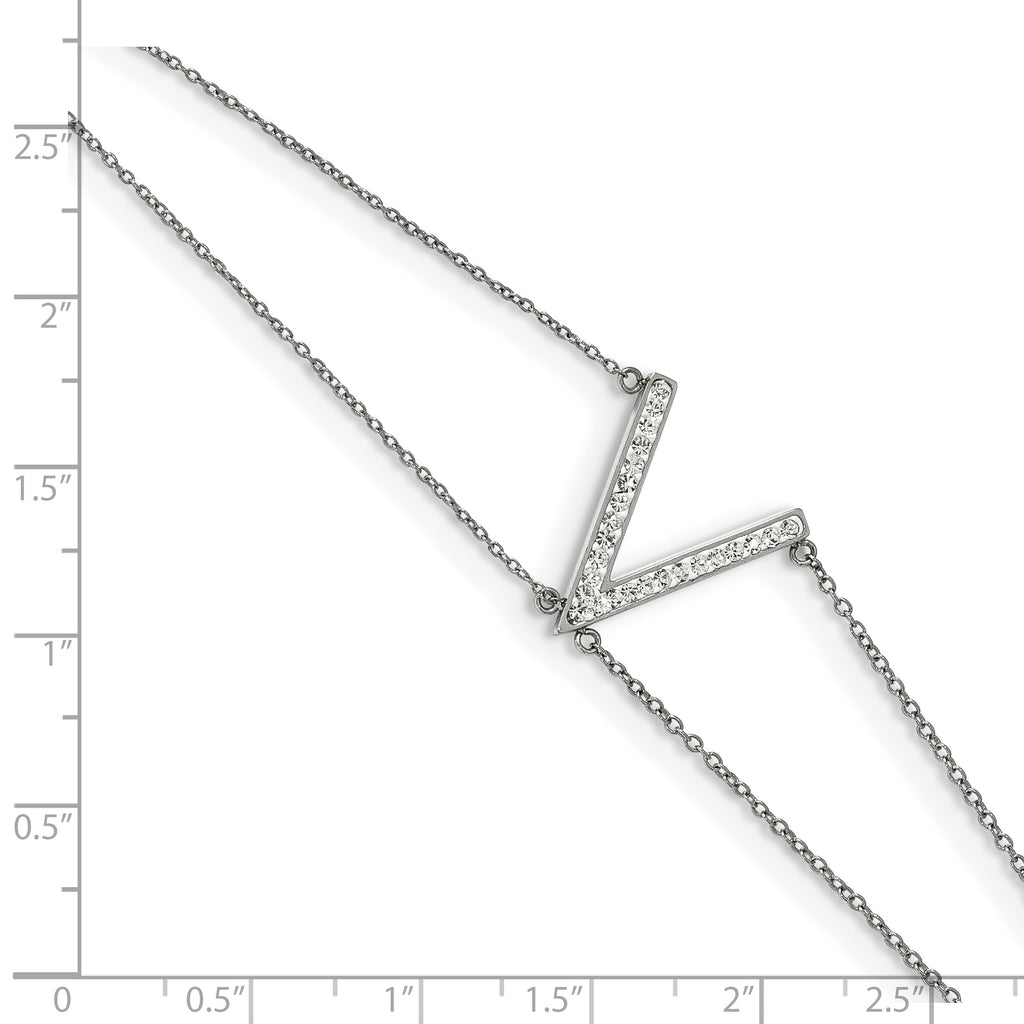 Stainless Steel Polished with Preciosa Crystal MultiStrand with ext. Bracelet for Women