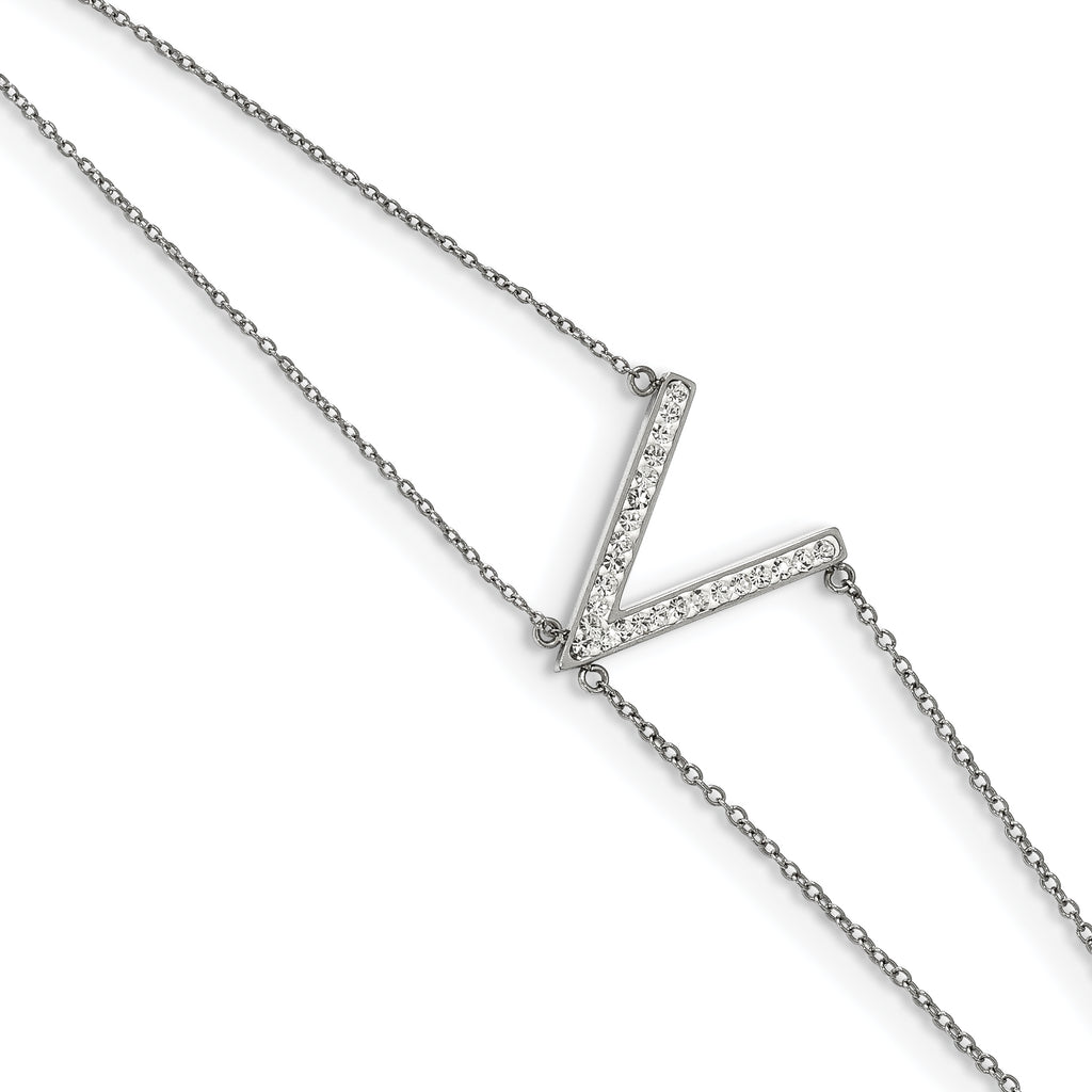 Stainless Steel Polished with Preciosa Crystal MultiStrand with ext. Bracelet for Women