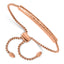 Stainless Steel Polished and Hammered Rose IP-plated Adjustable Bar Bracelet for Women