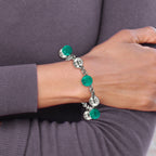 Stainless Steel Polished with Imit.Turquoise Beads with ext. Bracelet for Women