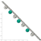 Stainless Steel Polished with Imit.Turquoise Beads with ext. Bracelet for Women