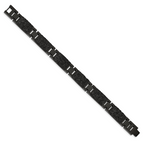 Stainless Steel Polished Black IP-plated Wire Inlay Link Bracelet for Men