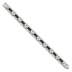 Stainless Steel Polished & Textured Black IP-plated Wire Inlay Bracel Bracelet for Men
