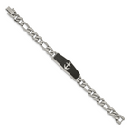 Stainless Steel Polished Black IP-plated Laser Cut Anchor ID Bracelet for Men