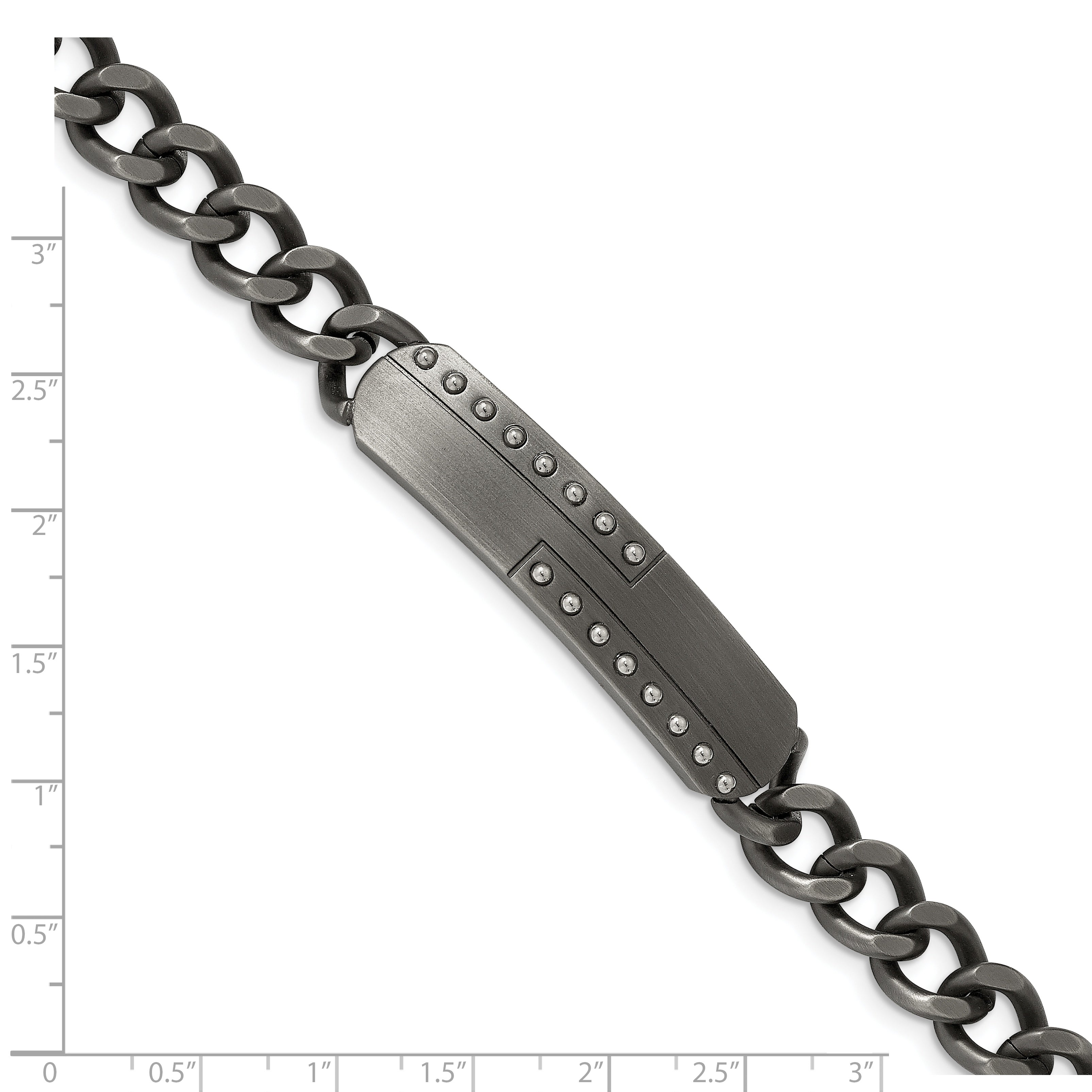 Stainless Steel Matte Finish Gun Metal IP-plated ID Bracelet for Men