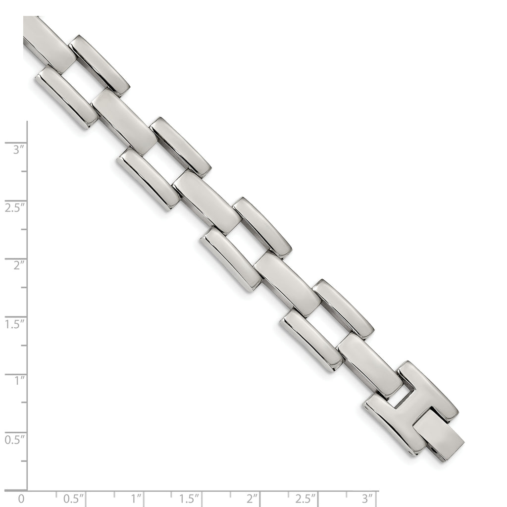 Stainless Steel Polished Open Square Link Bracelet for Men