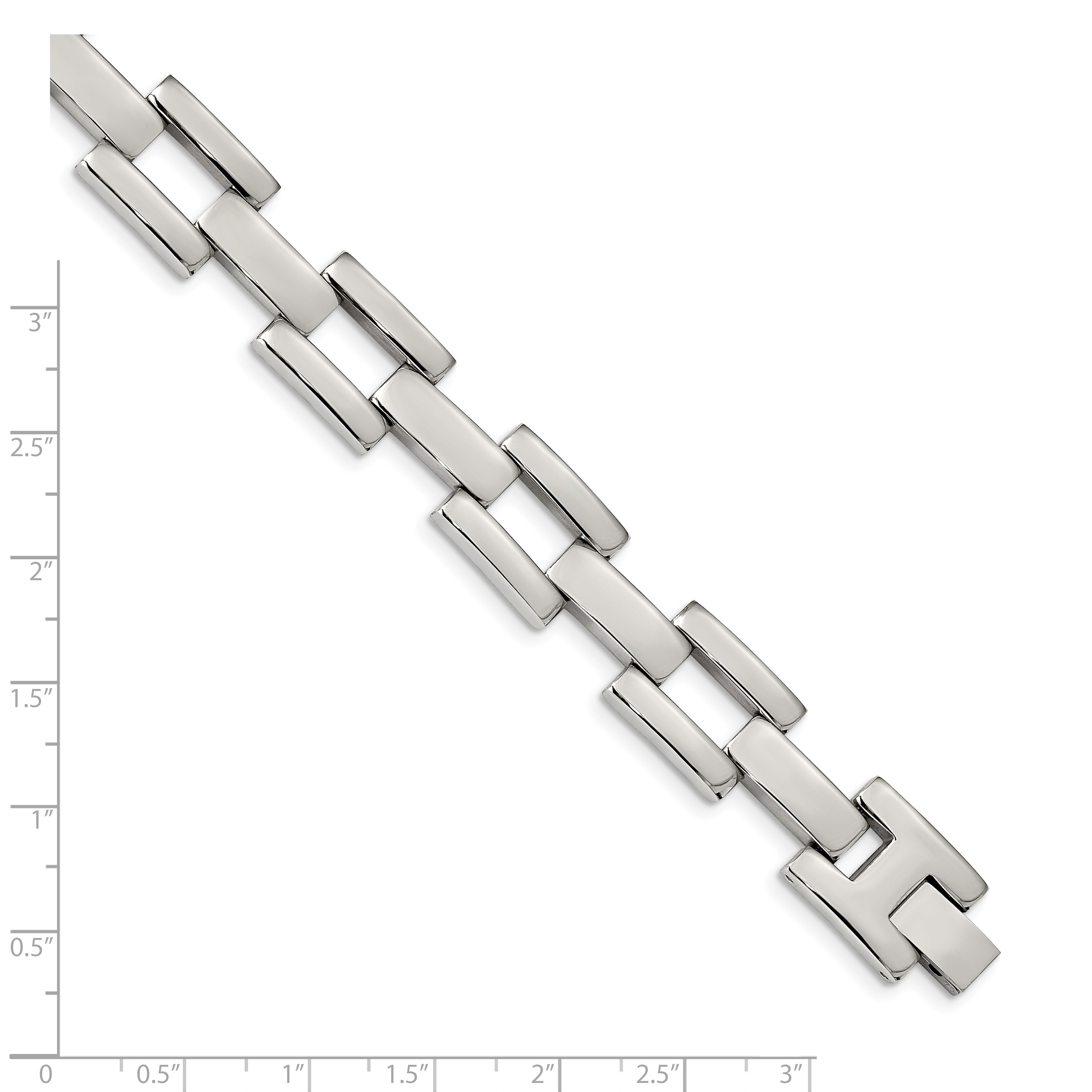 Stainless Steel Polished Open Square Link Bracelet for Men