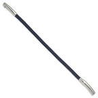 Stainless Steel Polished Blue Wire and Black Polyurethane Adjustable 7.75 to Bracelet for Men