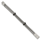 Stainless Steel Polished Black IP-plated with . ext. Bracelet for Men