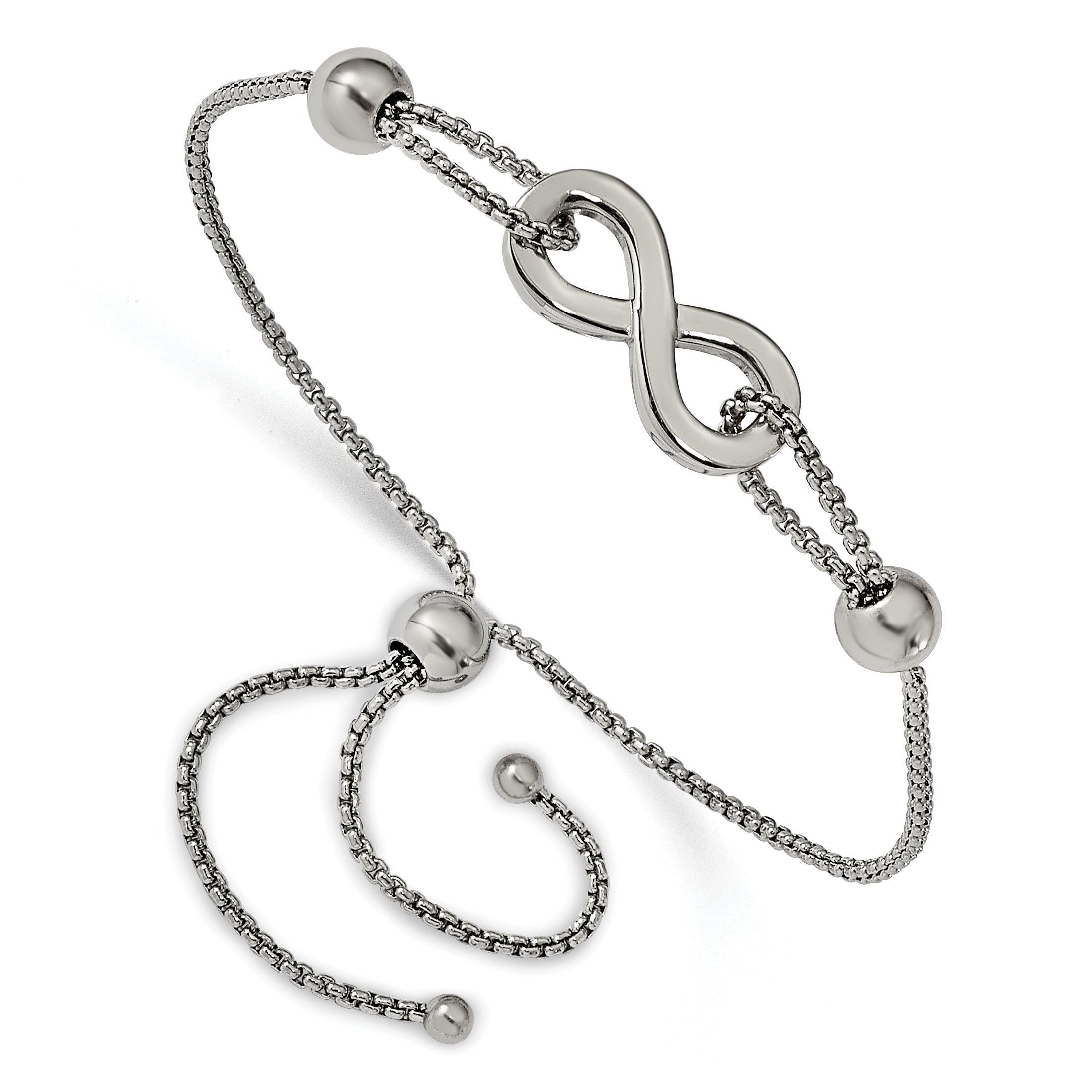 Stainless Steel Polished Infinity Symbol Adjustable Bracelet for Women