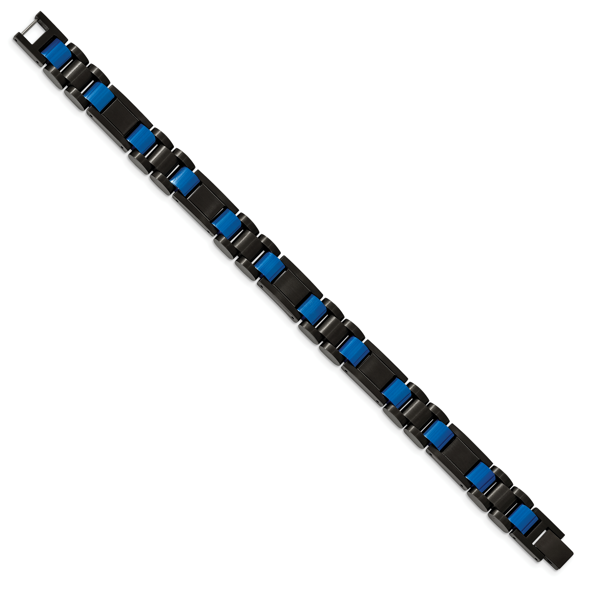 Stainless Steel Brushed and Polished Black and Blue IP-plated Link Bracelet for Men Secondary image