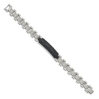 Stainless Steel Brushed and Polished with Carbon Fiber Inlay Bracelet for Men