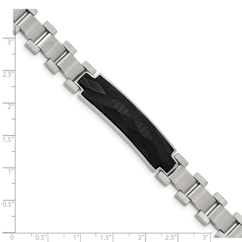 Stainless Steel Brushed and Polished with Carbon Fiber Inlay Bracelet for Men