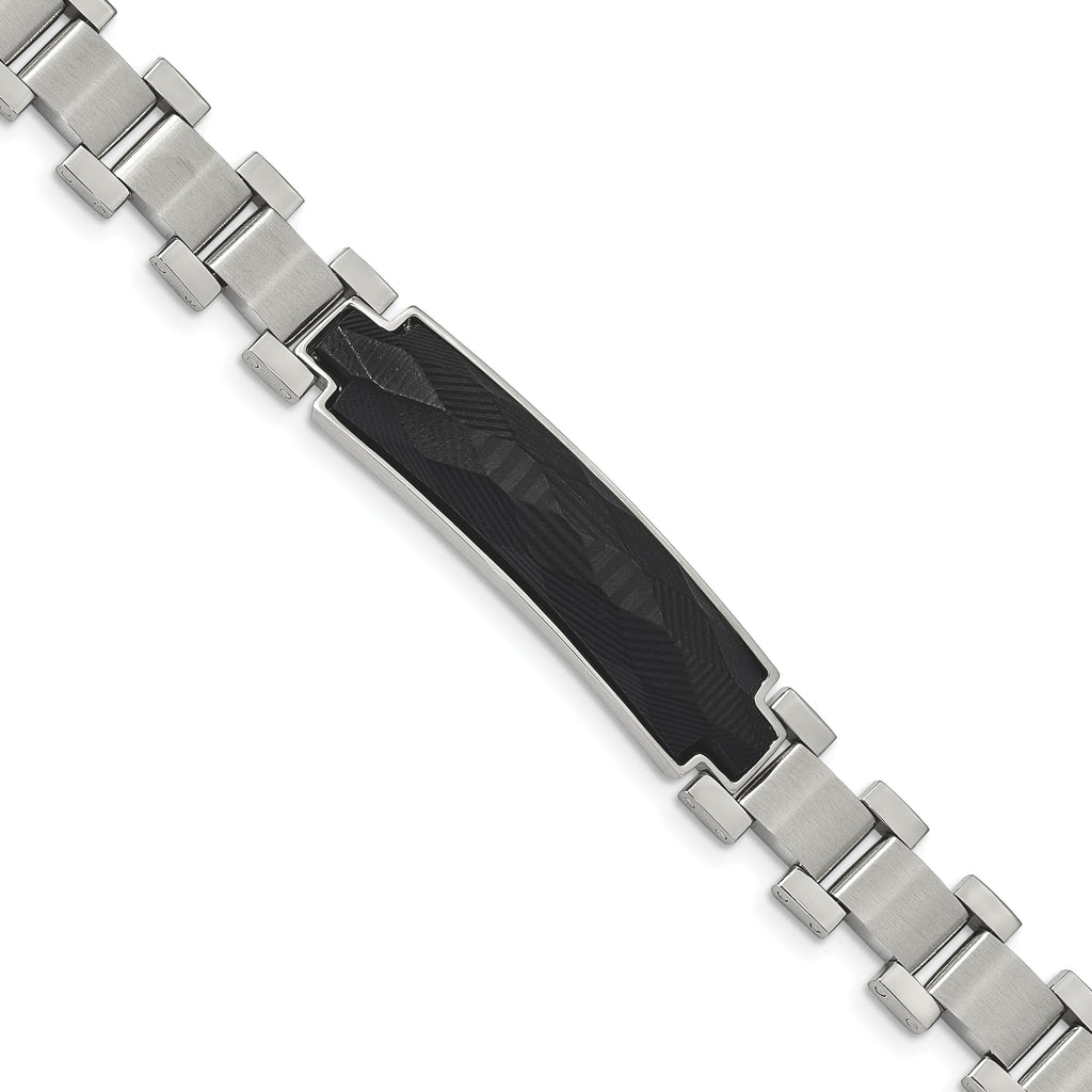 Stainless Steel Brushed and Polished with Carbon Fiber Inlay Bracelet for Men