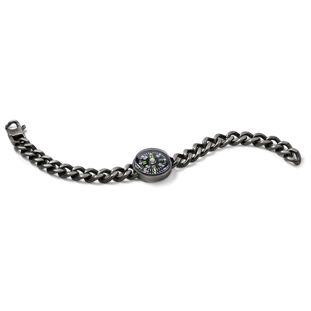 Stainless Steel Brushed Gun Metal IP-plated with Functional Compass Bracelet for Men