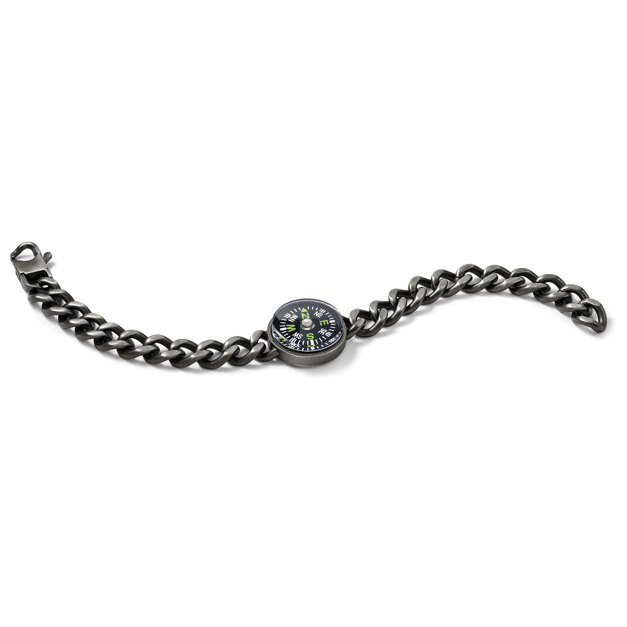 Stainless Steel Brushed Gun Metal IP-plated with Functional Compass Bracelet for Men