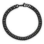 Stainless Steel Polished Black IP-plated Curb Chain Bracelet for Men