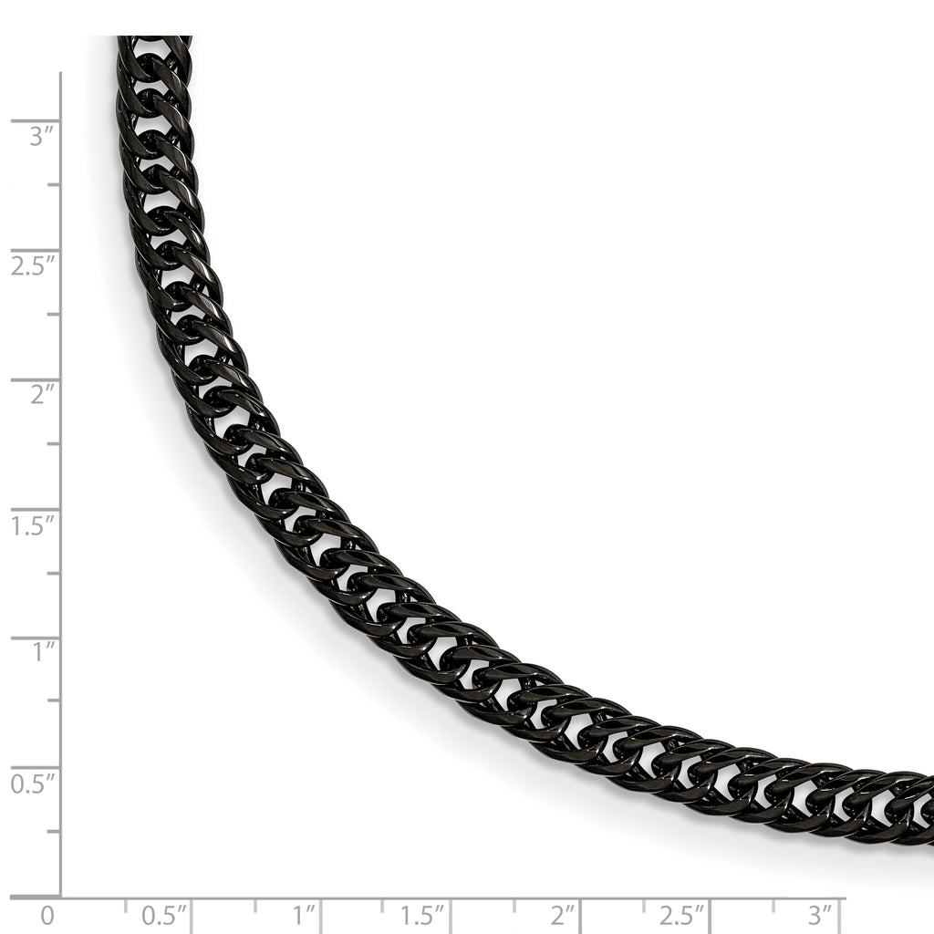 Stainless Steel Polished Black IP-plated Curb Chain Bracelet for Men