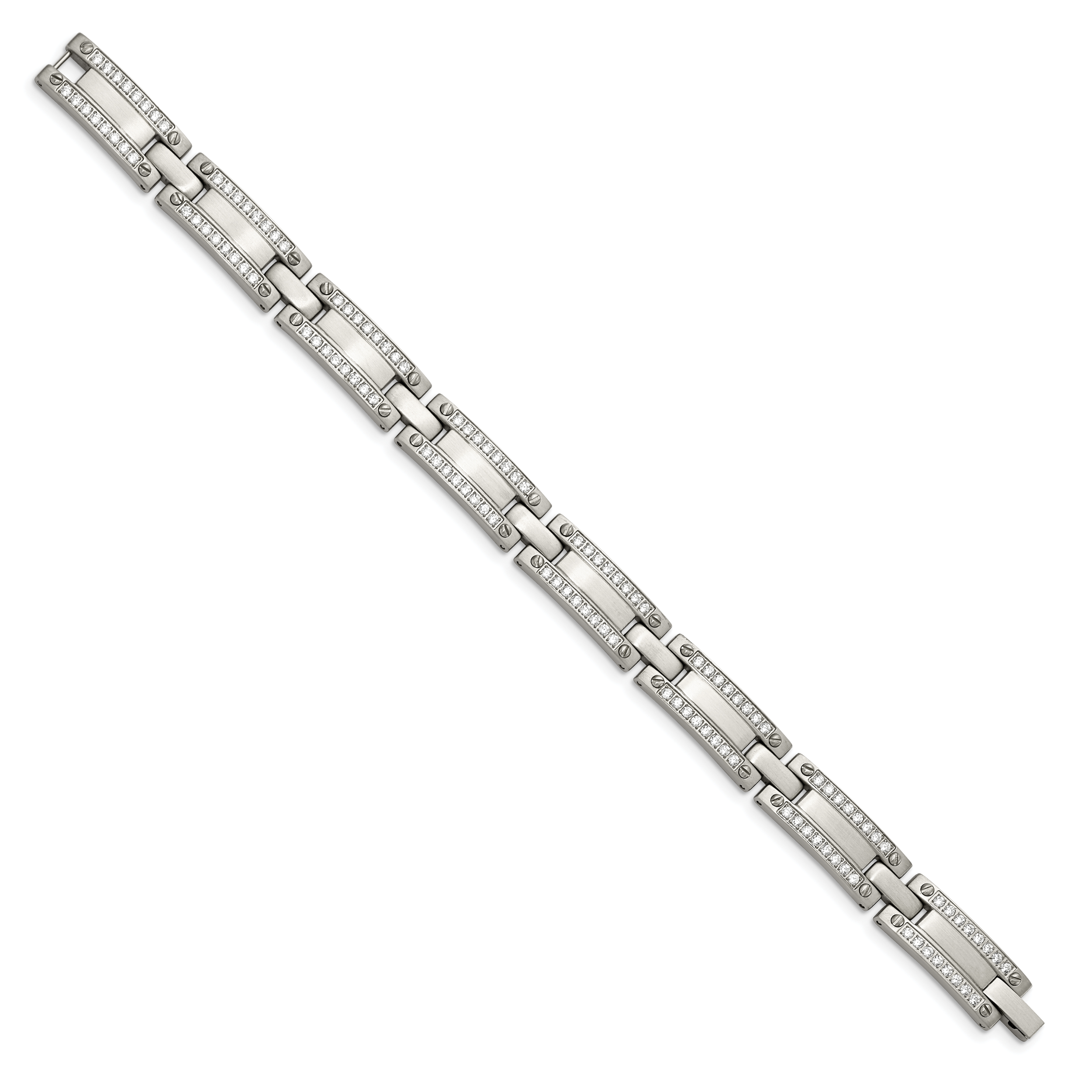 Stainless Steel Brushed with Cubic Zirconia Bracelet for Men