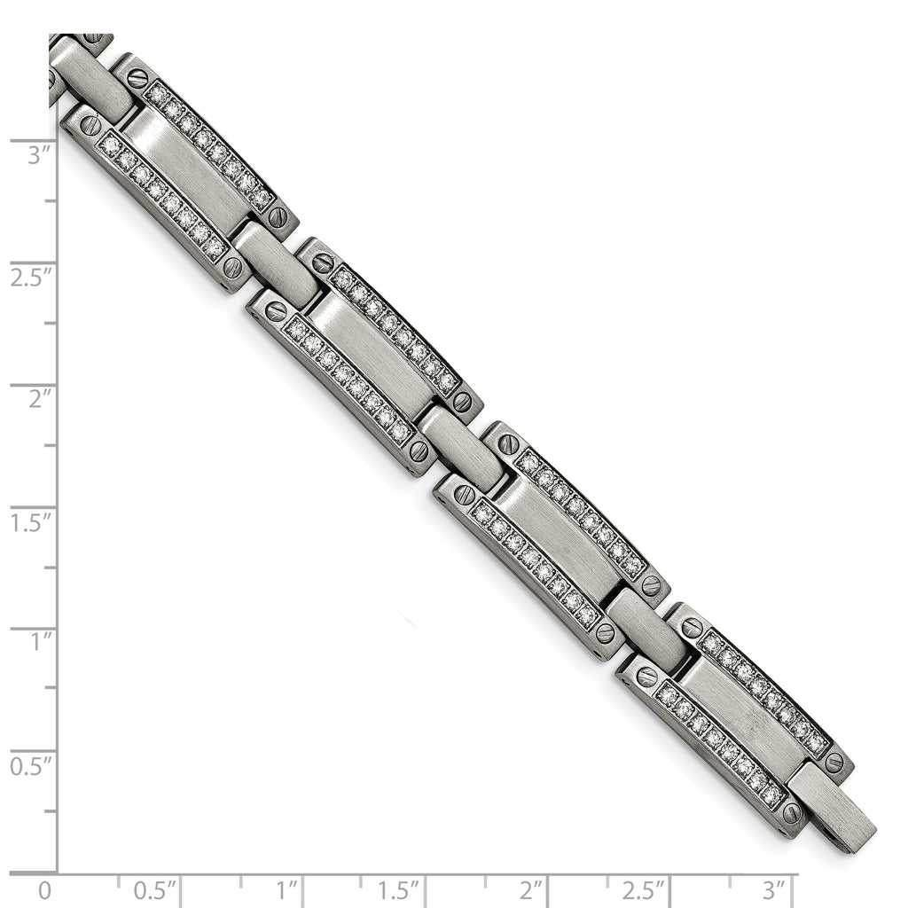 Stainless Steel Brushed with Cubic Zirconia Bracelet for Men