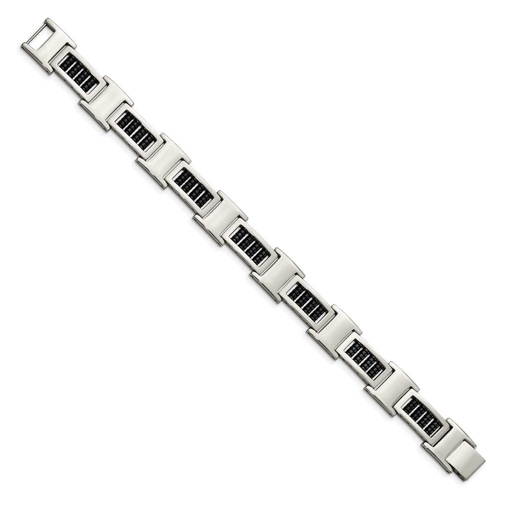 Stainless Steel Polished Black IP-plated Bracelet for Men