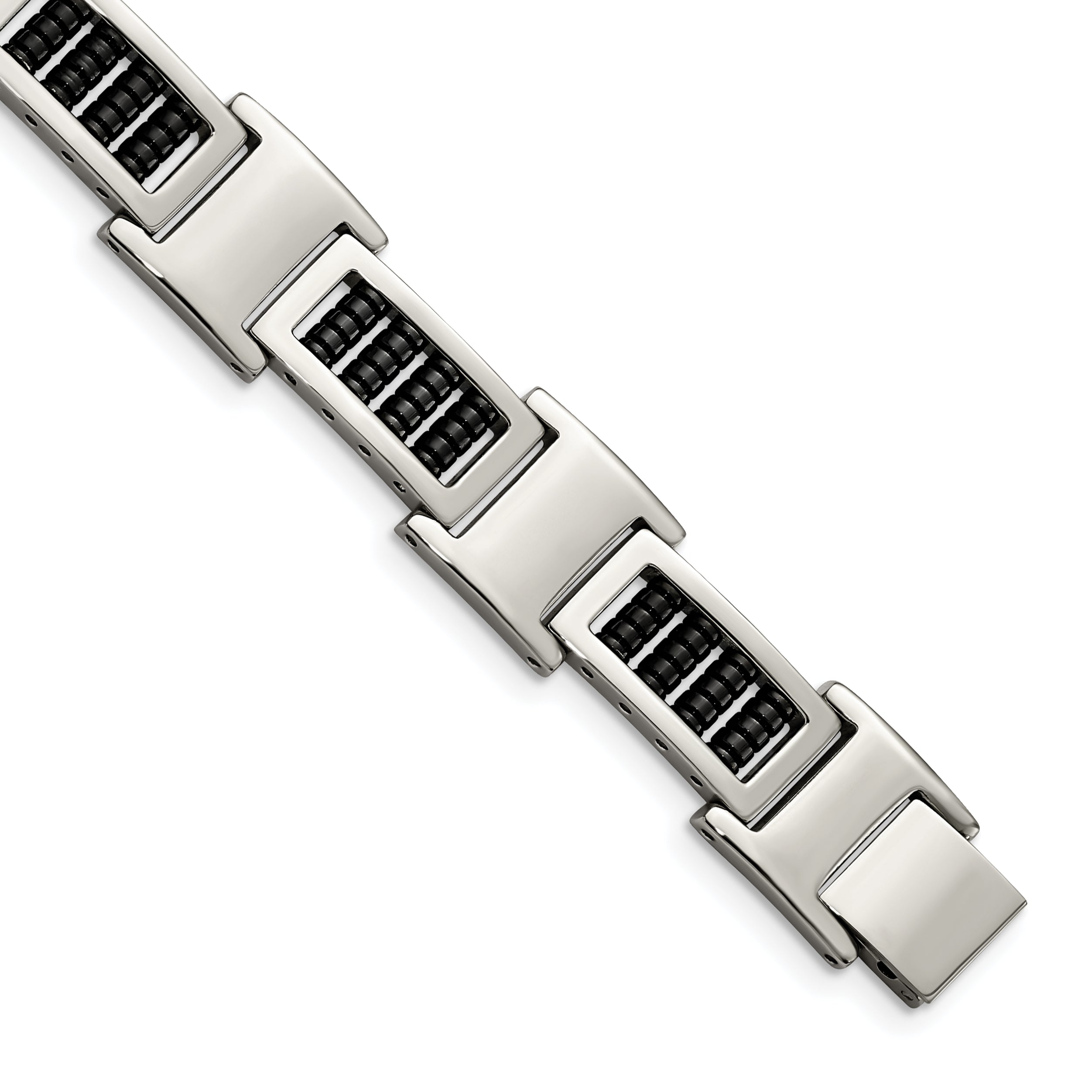 Stainless Steel Polished Black IP-plated Bracelet for Men