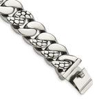 Stainless Steel Polished and Textured Snake Skin Design Curb Bracelet for Men
