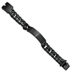 Stainless Steel Brushed Black IP-plated Curb Chain ID Bracelet for Men