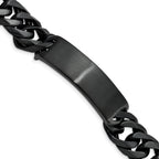Stainless Steel Brushed Black IP-plated Curb Chain ID Bracelet for Men