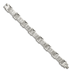 Stainless Steel Brushed Polished and Textured Link Bracelet for Men