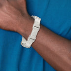Stainless Steel Brushed Polished and Textured Link Bracelet for Men