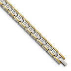 Stainless Steel Polished Yellow IP-plated with Cubic Zirconia Link Bracelet for Men