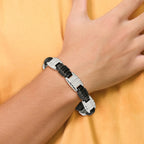 Stainless Steel Brushed and Polished Black IP-plated Bracelet for Men