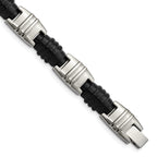 Stainless Steel Brushed and Polished Black IP-plated Bracelet for Men