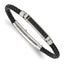 Chisel Stainless Steel Polished and Textured Black IP-plated Black Braided Leather Adjustable 7.5 and Bracelet
