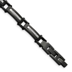 Stainless Steel Polished Black IP-plated with Cubic Zirconia Bracelet with . Extension for Men