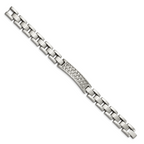 Stainless Steel Brushed and Polished Weaved Pattern ID Bracelet for Men