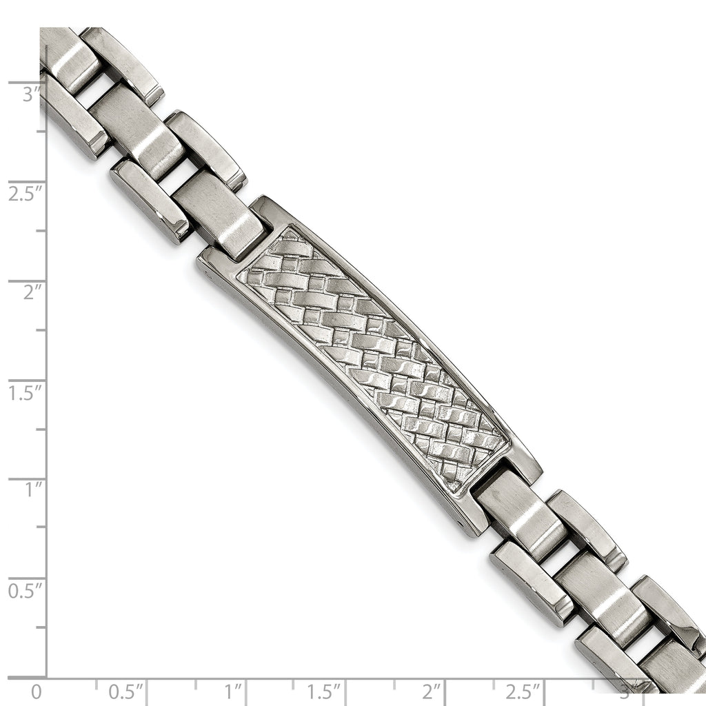Stainless Steel Brushed and Polished Weaved Pattern ID Bracelet for Men