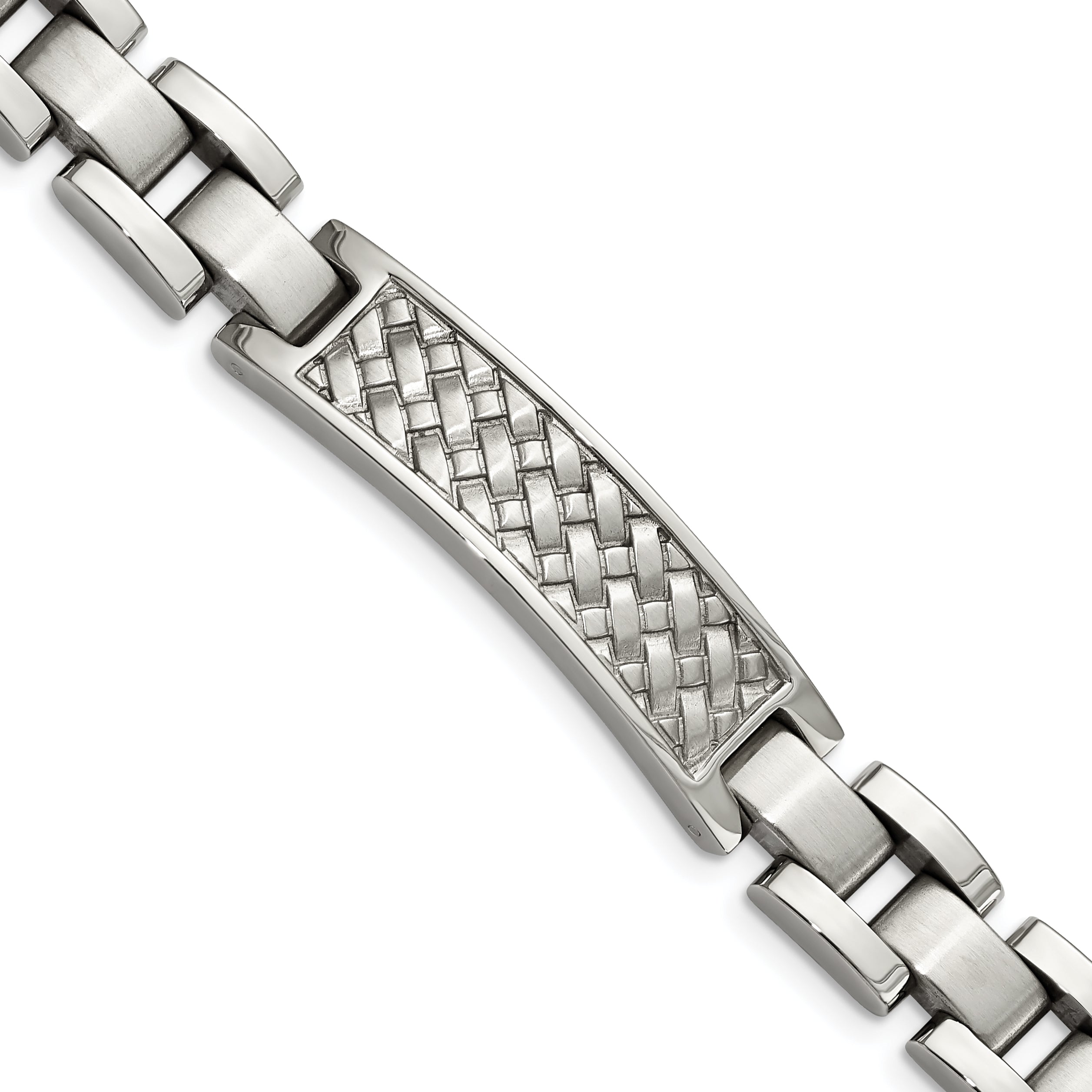 Stainless Steel Brushed and Polished Weaved Pattern ID Bracelet for Men Main image