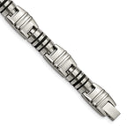 Stainless Steel Brushed and Polished with Black Enamel Bracelet for Men
