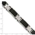 Stainless Steel Brushed and Textured Black IP-plated Link Bracelet with . Extension for Men