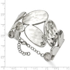 Stainless Steel Polished & Hammered with ext. Bangle Bracelet for Women